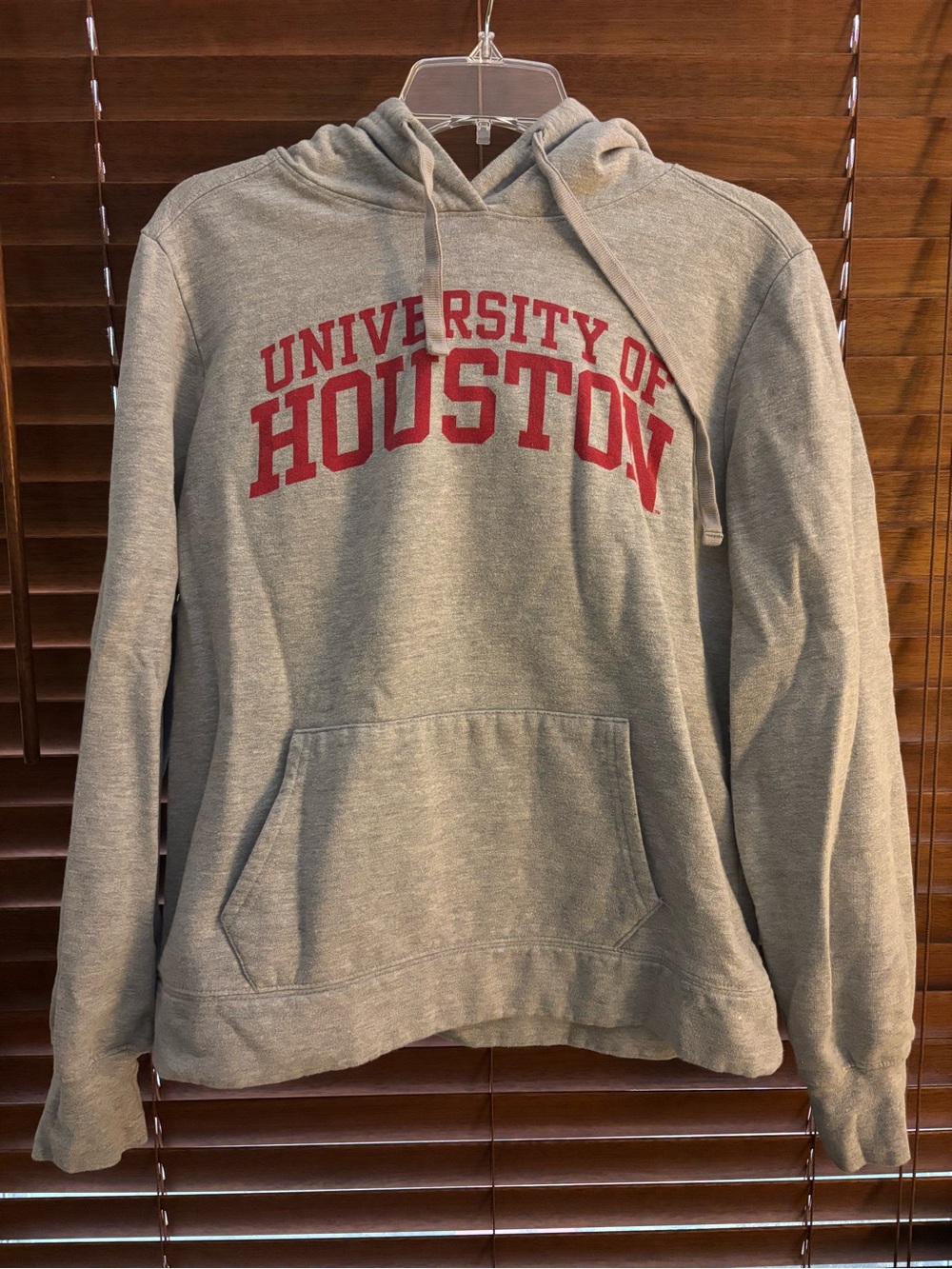 University of Houston Gray Hooded Sweatshirt with Red Lettering